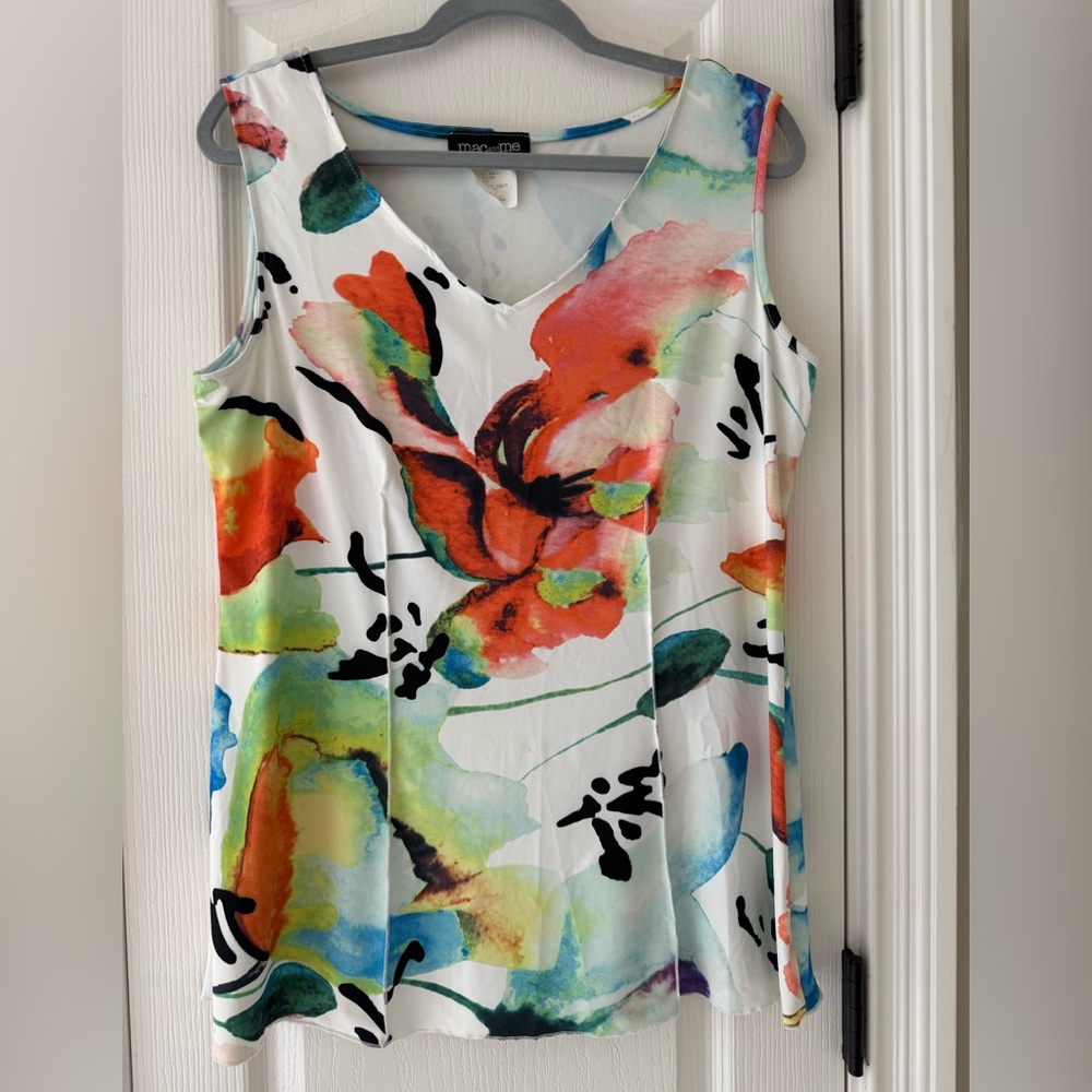 Colorful Floral Women's Tank Top - Mac and Me - Large